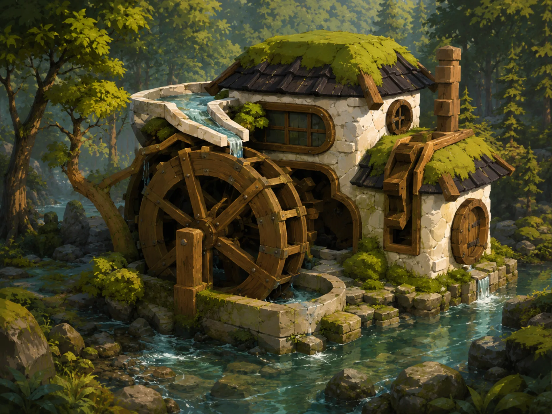 Water mill environment art