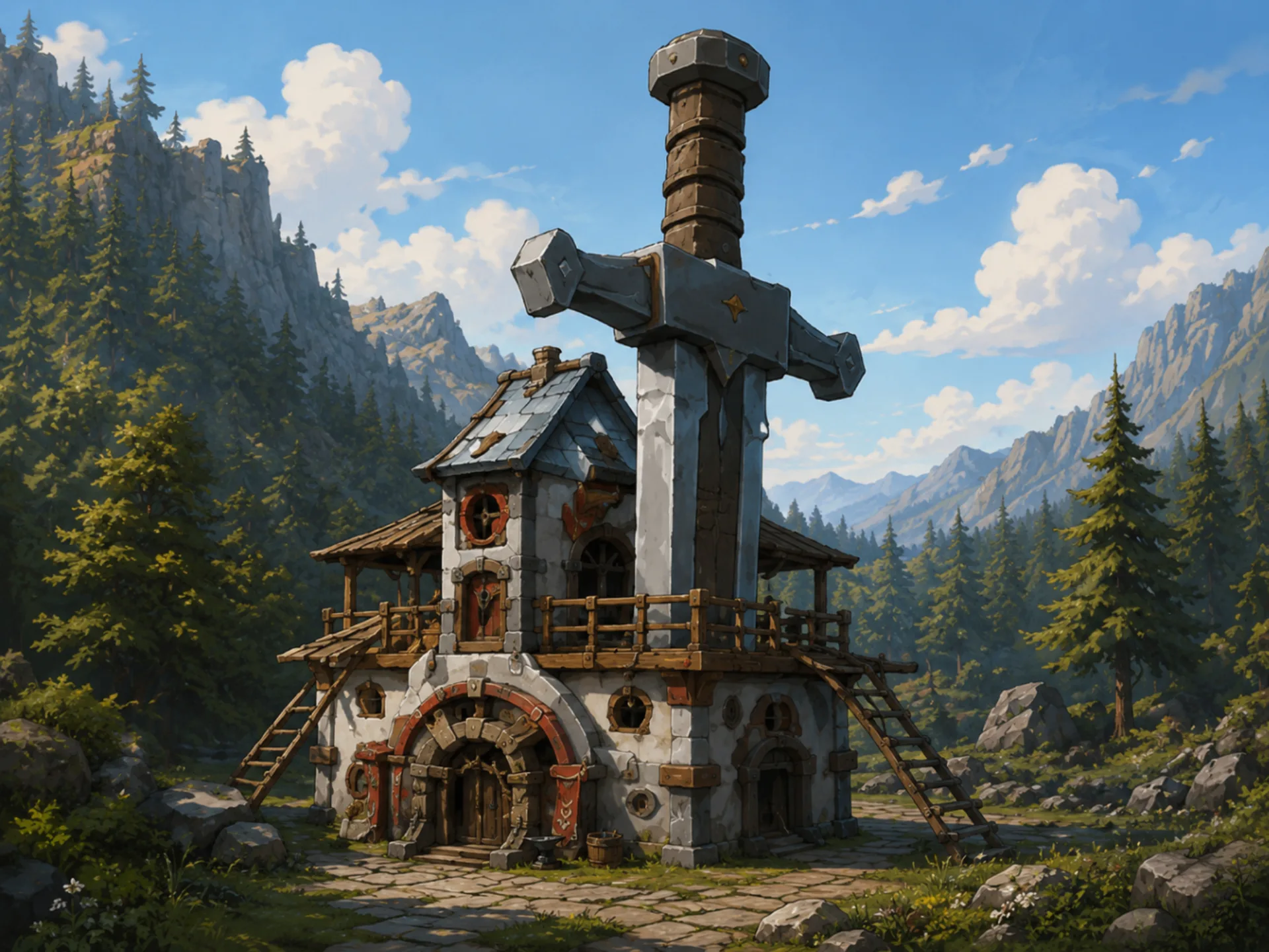 Sword monument building concept art